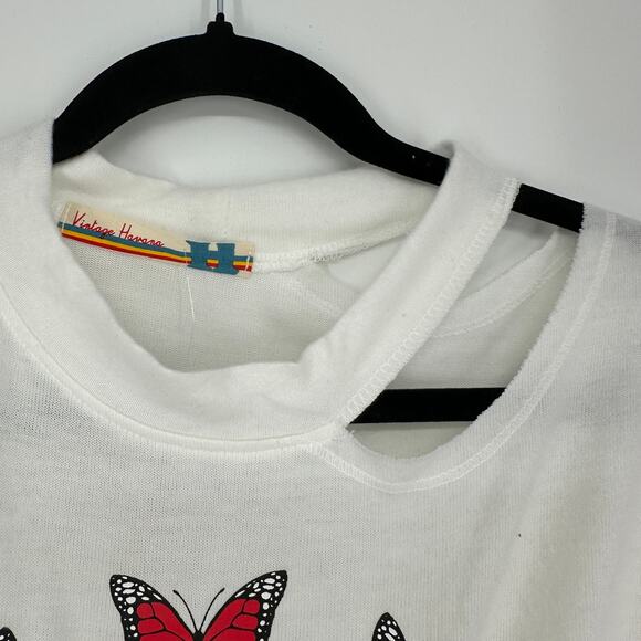 Vintage Havana Rainbow Smiley Face Butterly Y2K Cropped Sweater Womens Medium - Picture 4 of 7